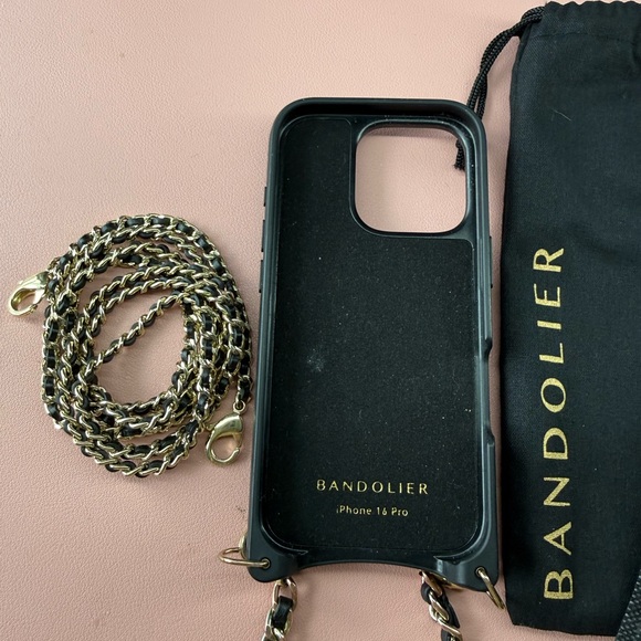 Bandolier Black Leather Phone/Wallet Case with Gold Chain - IPhone 16 Pro - Picture 8 of 8